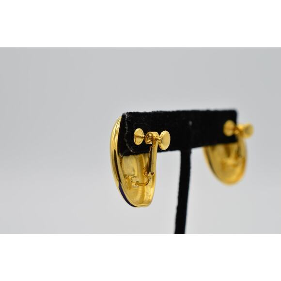 Erwin Pearl Vintage Clip On Earrings Brushed Gold Silver PEP Signed NOS 1980s 9F - Picture 6 of 8